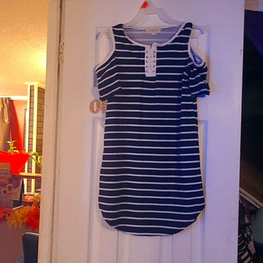 Blue and white dress